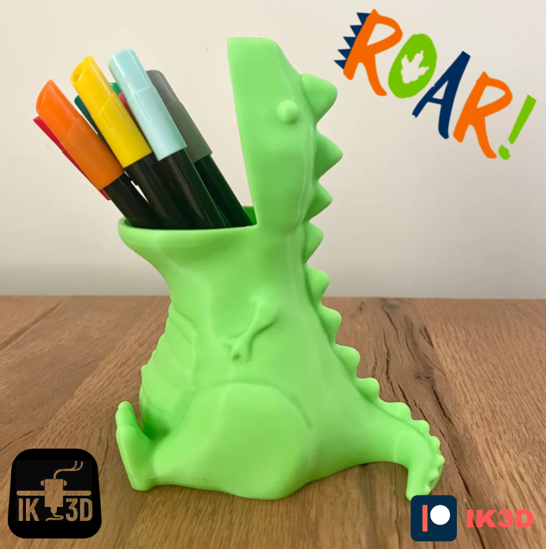 Cute Chubby T-Rex Dinosaur Pen and Pencil Holder Desk Organizer