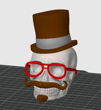 Victorian Gothic Dapper Skull Figurine with Top Hat, Moustache & Glasses