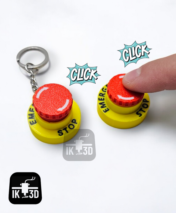 Tactile Fidget Clicker Keychain, Red Button Stress Relief Toy