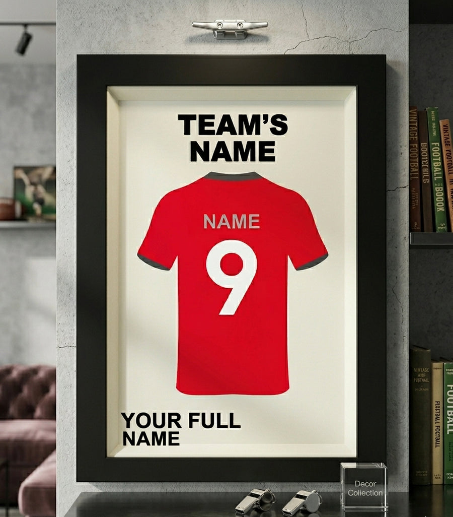 Personalized Football Jersey Frame – Custom Name & Number Wall Decor for Fans