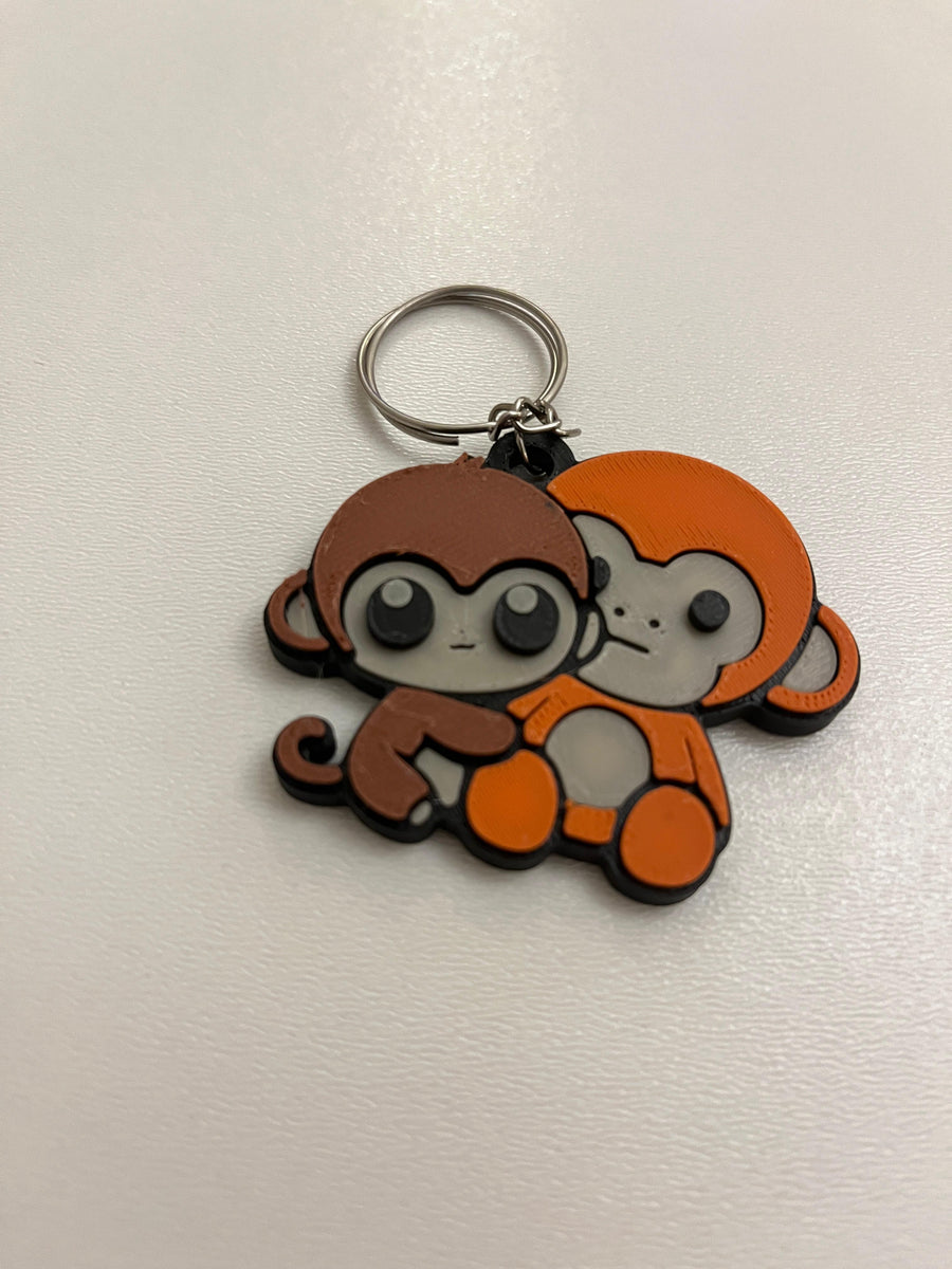 Punch Monkey Keychain Hugging Plush – Kawaii Monkey Bag Charm – Sweet Animal Keyring – Small Gift for Her – Adorable Backpack Accessory