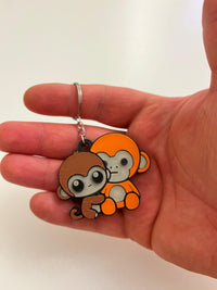 Punch Monkey Keychain Hugging Plush – Kawaii Monkey Bag Charm – Sweet Animal Keyring – Small Gift for Her – Adorable Backpack Accessory