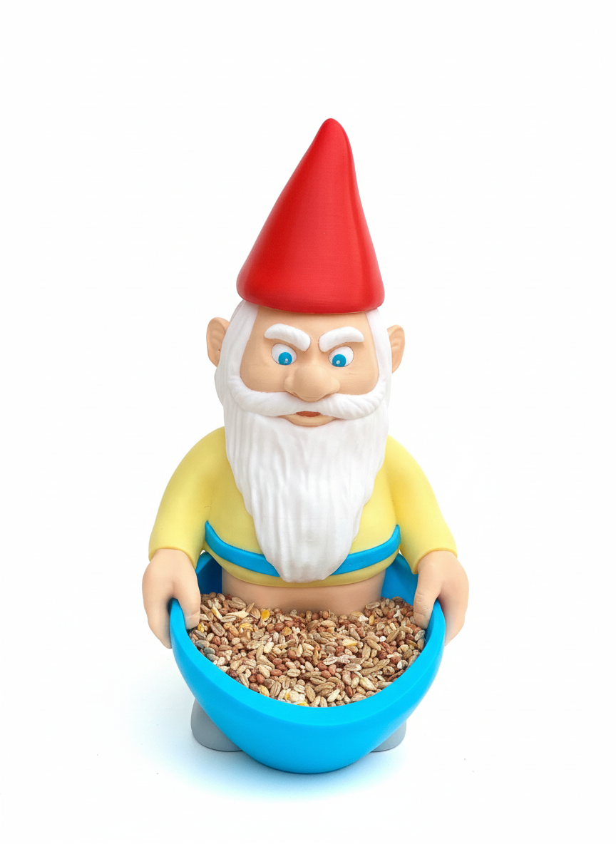 Gnome Bird Feeder - AI generated