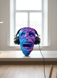 Mummy Head Wall Mounted Headphones Holder - AI generated