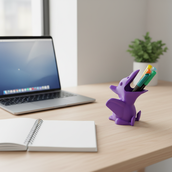 Chubby Pterodactyl Dinosaur Pencil Holder - No Supports - AI generated