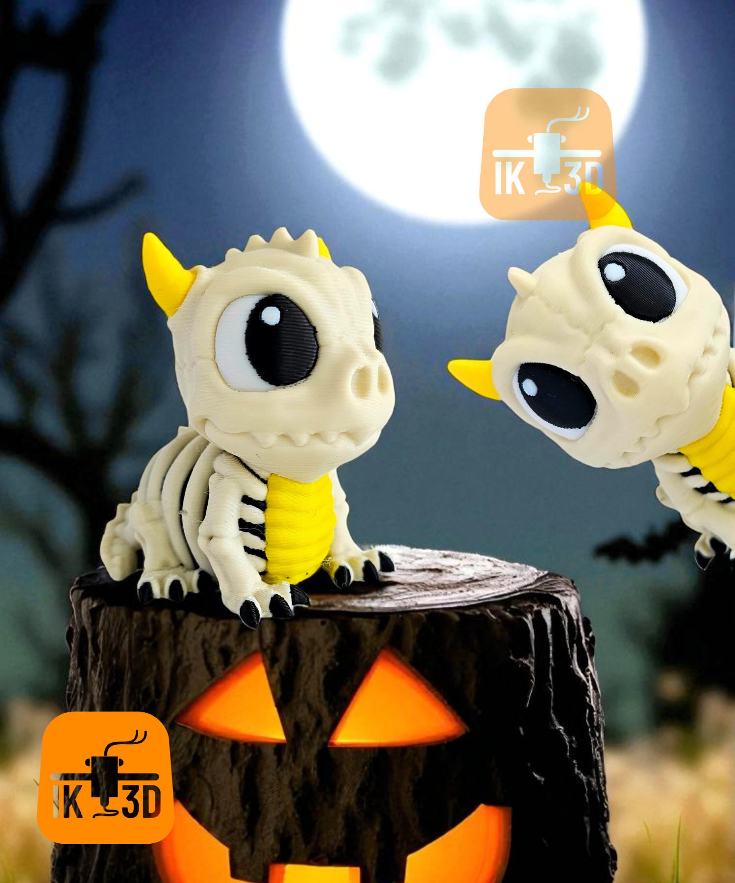 Cute Spooky Baby Dragon Skeleton Figurine | 3D Printed Halloween & Goth Decor - Image 3