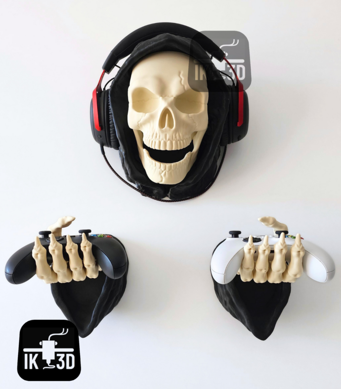 Haunting Grim Reaper Wall Mount Gaming Headset & Controller Holder
