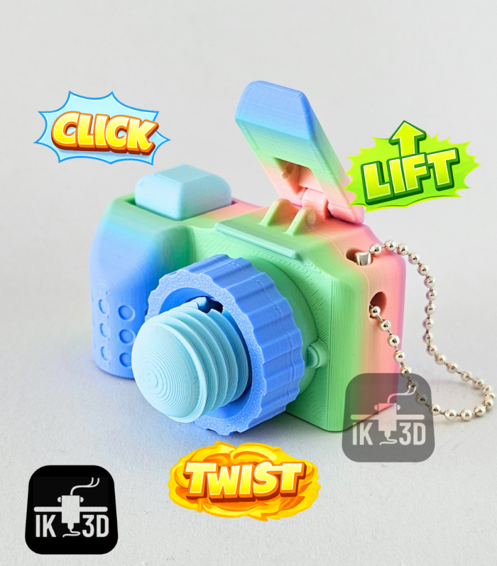 Sensory 3-in-1 Camera Fidget Toy with Clicky Shutter for Stress Relief