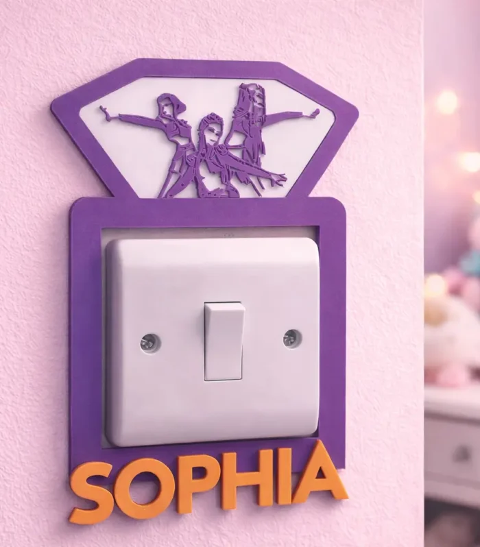 Personalised K-Pop Style Light Switch Cover | Custom Name 3D Printed Room Decor | Girls Bedroom Gift