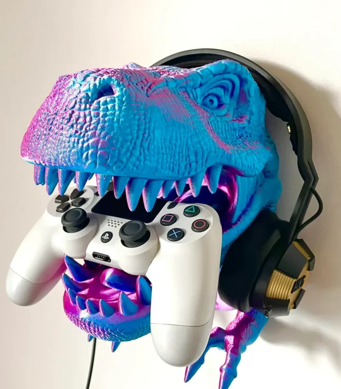 Realistic T-Rex Dinosaur Head Wall Hanger - PLA Plastic Organizer for Dino Fans