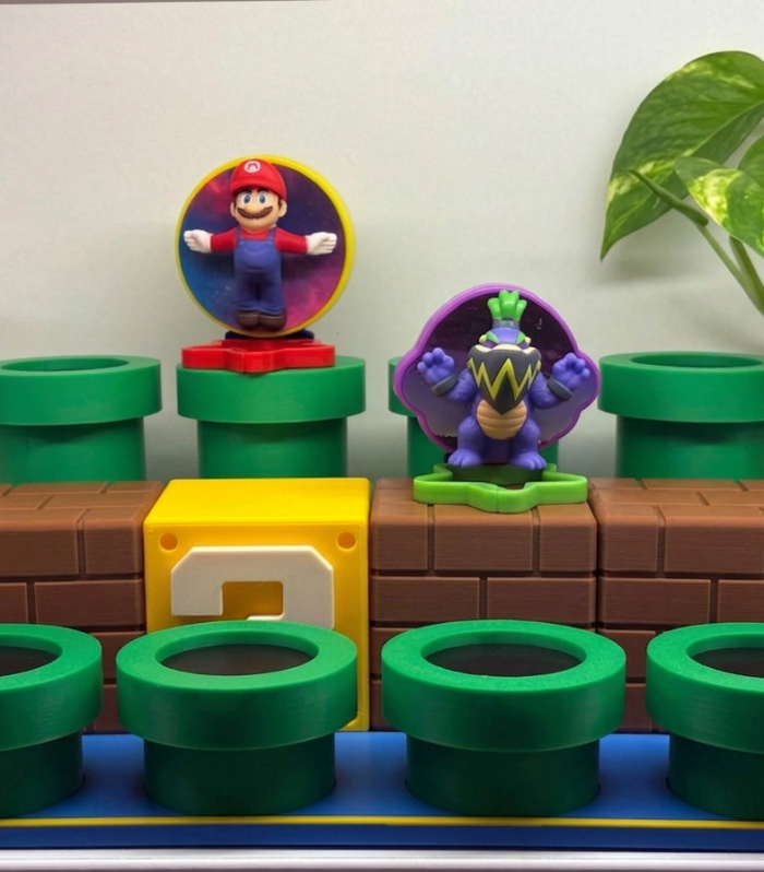 Super Mario Galaxy Collectible Figure Display Stand – 3D Printed Shelf Organiser
