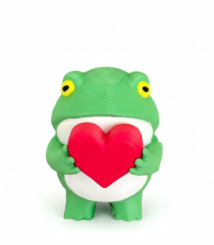Cheeky Frog Figurine Holding a Heart - AI generated