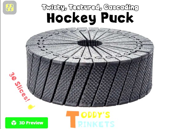 Twisty Textured Hockey Puck Fidget Toy – 30 Slices
