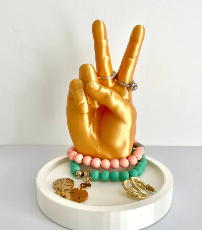 Peace Sign Jewelry Tray - Elegant Minimalist Ring Dish & Trinket Catch-all, PLA