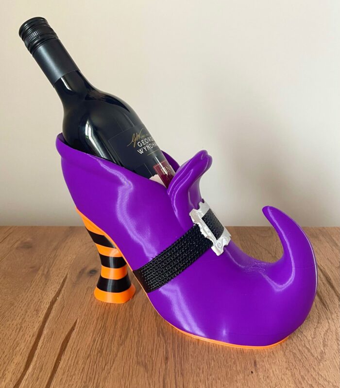 Sculpted Witch Shoe Wine Bottle Holder - Spooky Halloween Decor & Gift