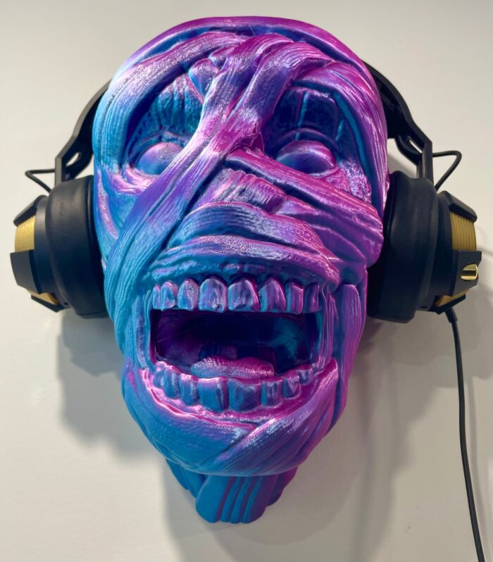 Gothic Mummy Head Wall Mount Headphones Holder - Ancient Egyptian Decor