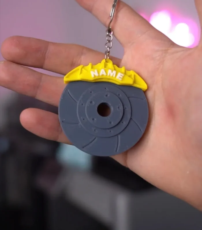 Custom Name Brake Disc Keychain | Personalized Car Keyring | Automotive Gift