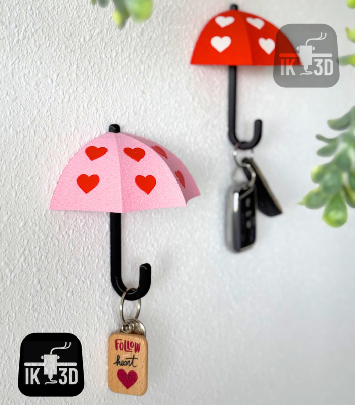 Heart Umbrella Wall Hook – Reversible Key, Coat Hook & Trinket Bow