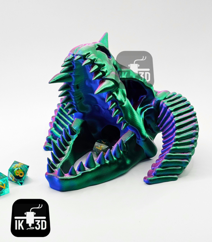 Detailed Dragon Skull Dice Tower with Bone Texture | RPG Gaming & Fantasy Display