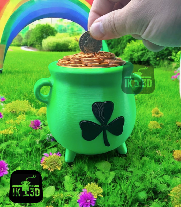 St Patrick's Day Leprechaun Cauldron Piggy Bank | Unique 3D Printed Gift