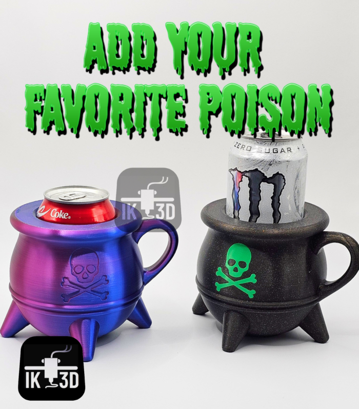 Gothic Cauldron Can Holder Spooky Drink Insulator for Halloween & Dark Aesthetic