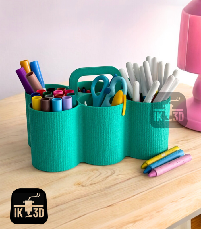 Textured 6-Compartment Portable Pencil Holder & Desk Organizer