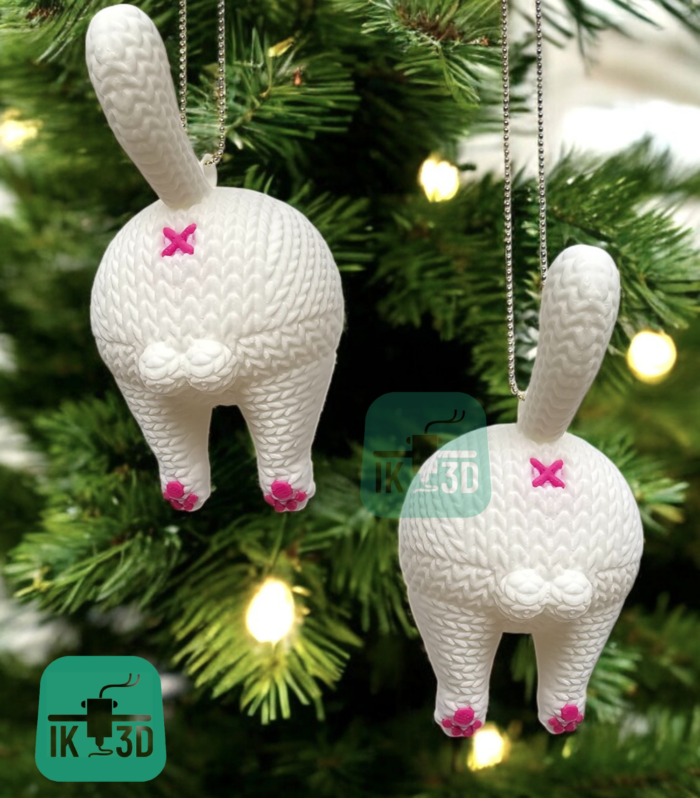 Knitted-Style Cat Butt Ornament | Funny Feline Christmas Decor Gift
