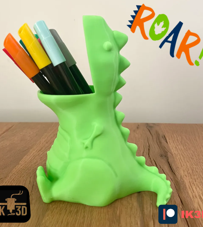 Cute Chubby T-Rex Dinosaur Pen and Pencil Holder Desk Organizer